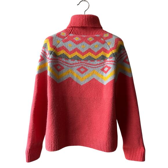 THML Coral Fair Isle Turtleneck Sweater, Size S - Picture 2 of 9